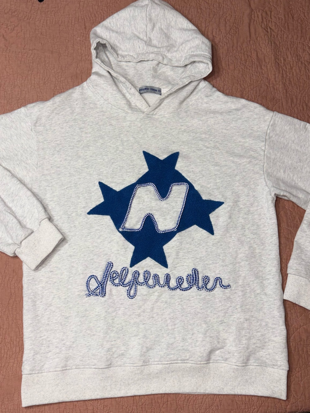 Aelfric Eden Gray Stellaris Embroidered Pullover Hoodie with Blue Stars size S - Picture 8 of 14